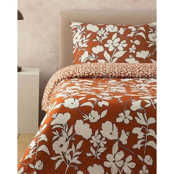 Grandiflora Soft Cotton with Digital Print Double Duvet Cover Set Pack 200x220 cm Terracotta