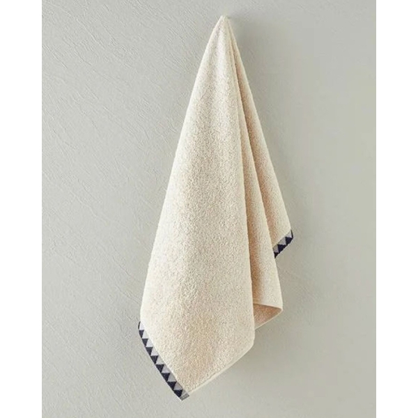 Cotton Embroidered Face Towel 50x80 cm Light Beige