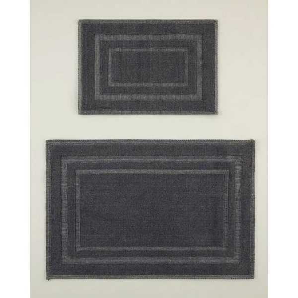 Cotton Bouclé Bath Mat Set 60x90 + 40x60 cm Dark Gray