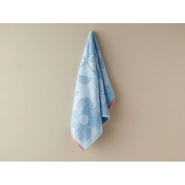 Mix Flowers Cotton Jacquard Face Towel 50x80 Cm Blue