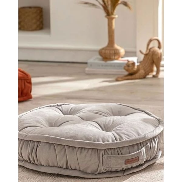 Malta Round Velvet Decorative Pillow 60 cm Grey