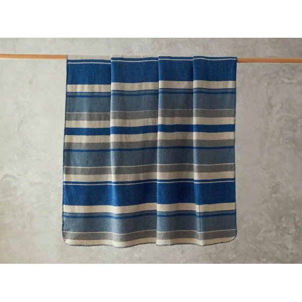 Striped Four Seasons Double Blanket 180x220 cm Blue