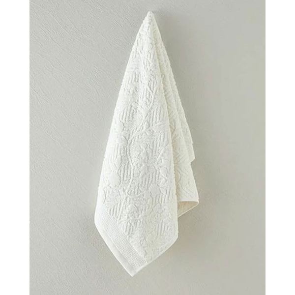 Alyssa Cotton Jacquard Face Towel 50x80 cm Ecru