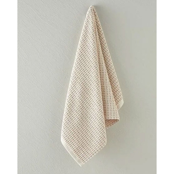 Modern Check Cotton Face Towel 50x80 cm Light Beige