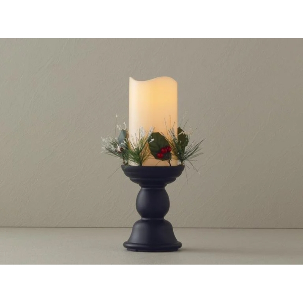 Candlestick With Led Decorative Lighting 9.7x9.7x26.5 cm Black