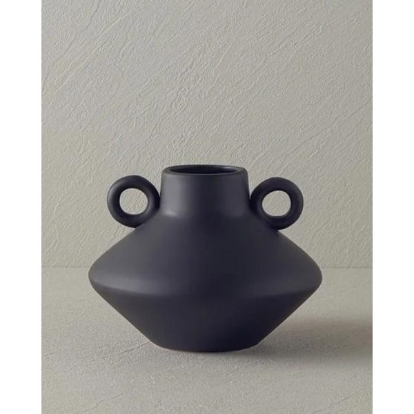 Vega Stoneware Vase 17x13 cm Black
