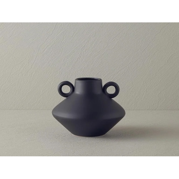 Vega Stoneware Vase 17x13 cm Black