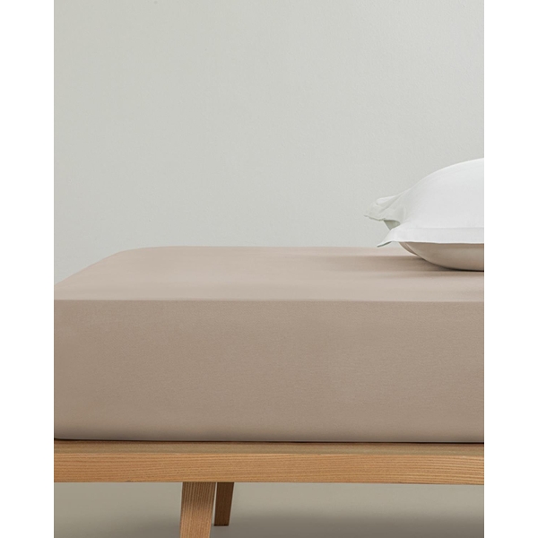 Plain Cotton Single Plus Fitted Sheet 120x200 cm Coffee Foam