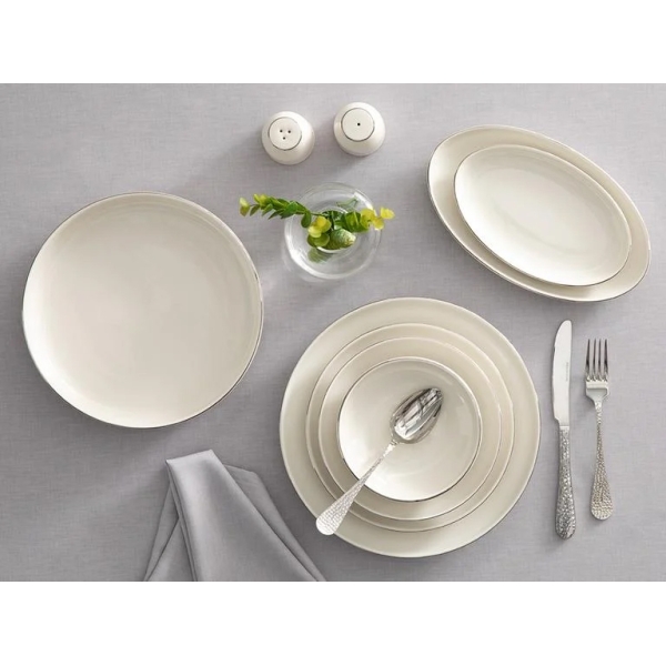 Torino Porcelain 54 Pieces Dinner Set For 12 Persons Silver