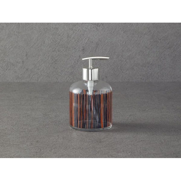 Striped Glass Bathroom Soap Dispenser 8x14 cm Silver