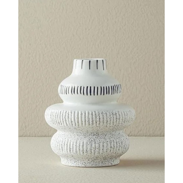 Polina Stoneware Vase 13.5x13.5x21.5 cm White