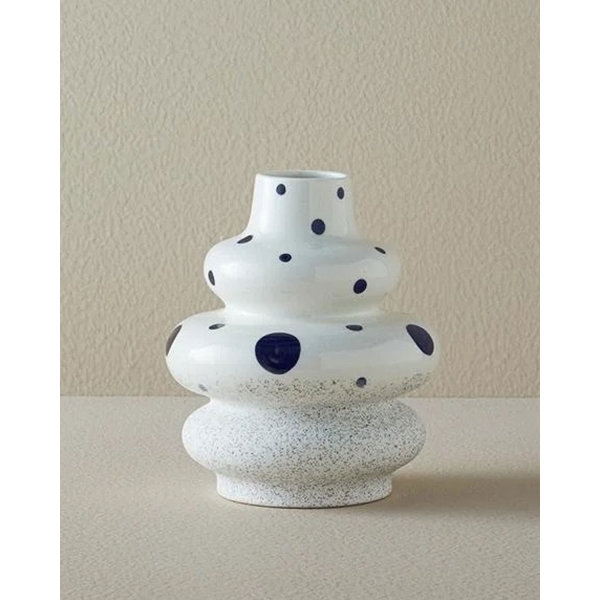 Dotsy Stoneware Vase 18.2x20.9 cm White