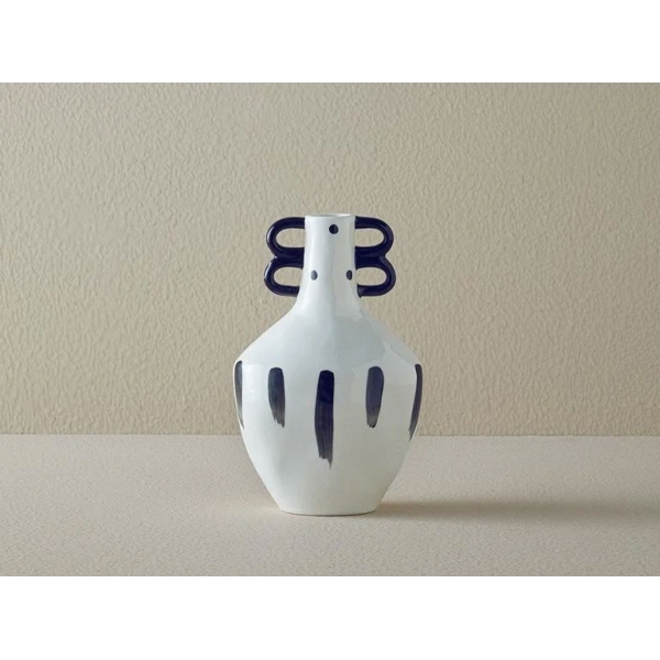 Pansy Ceramic Vase 14,8x10x23,2 cm Black - White