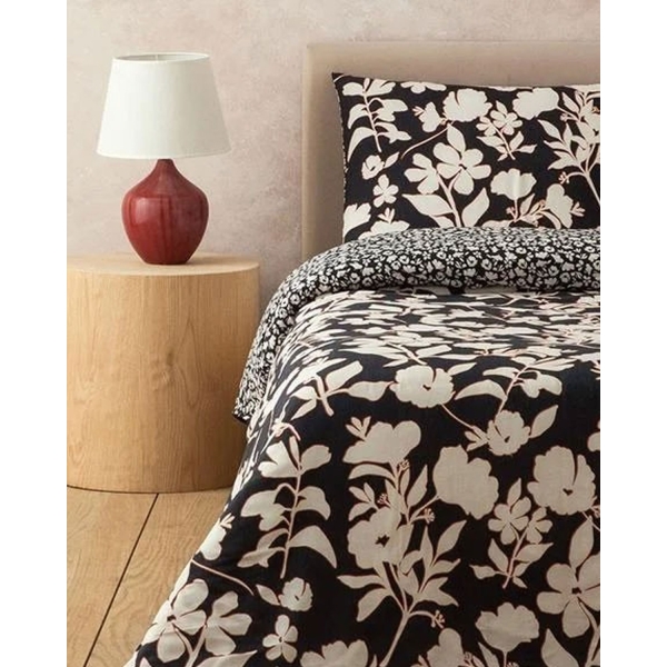Grandiflora Soft Cotton with Digital Print King Size Duvet Cover Set 240x220 cm Anthracite - Green