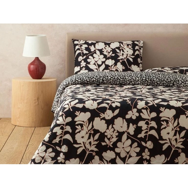 Grandiflora Soft Cotton with Digital Print King Size Duvet Cover Set 240x220 cm Anthracite - Green
