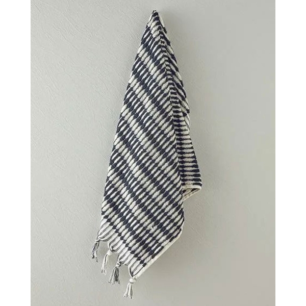 Endi Line Cotton Yarn Dyed Face Towel 50x80 Cm Black-Light Beige