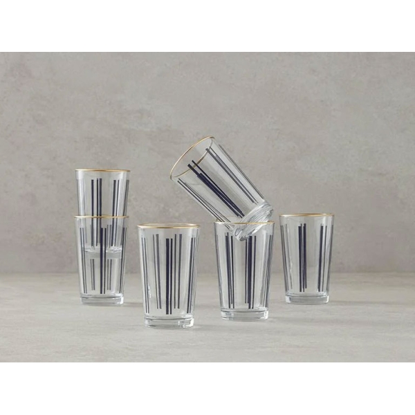 Modern Line Glass Set of 6 Coffee Cups Black