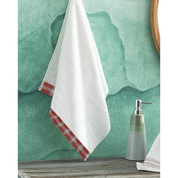 Cozy Plaid Cotton Checkered Face Towel 50x80 cm Ecru