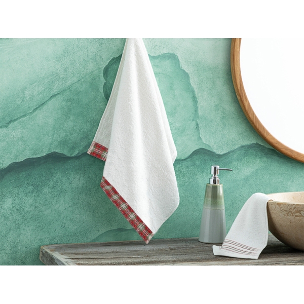 Cozy Plaid Cotton Checkered Face Towel 50x80 cm Ecru
