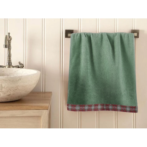 Cozy Plaid Cotton Checkered Face Towel 50x80 cm Green