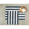 Bold Stripe Striped Cotton Bath Mat Set 60x90 + 50x60 cm Navy Blue - Ecru