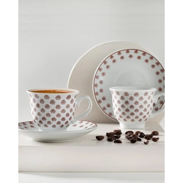 Mindy Porcelain 4 Piece Coffee Cup Set for 2 Persons 80 Ml Claret Red