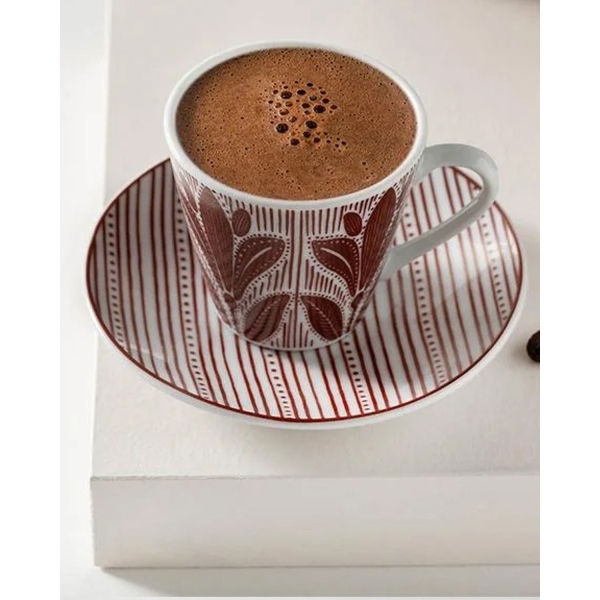 Tulipe 4 Piece Coffee Cup Set for 2 Persons 80 Ml Claret Red