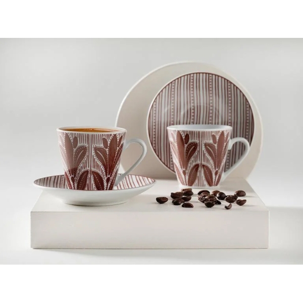 Tulipe 4 Piece Coffee Cup Set for 2 Persons 80 Ml Claret Red