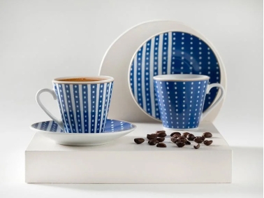 Bellis Porcelain 4 Piece Coffee Cup Set for 2 Persons 80 Ml Dark Blue