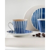 Bellis Porcelain 4 Piece Coffee Cup Set for 2 Persons 80 Ml Dark Blue