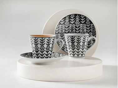 Sunline 4 Piece Coffee Cup Set for 2 Persons 80 Ml Black