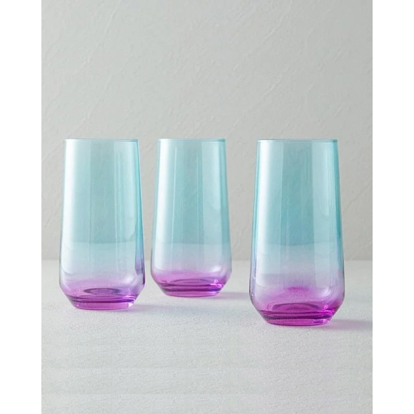 Lacy Glass 3-Piece Soft Drink Glass 470 Ml Blue