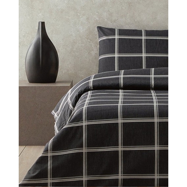 Easy to Iron Double Size Duvet Cover Set 200x220 cm Anthracite