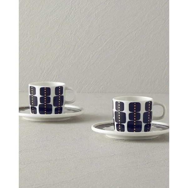 Modern Feel Bone Porcelain 4 Piece Coffee Cup Set for 2 Persons 90 Ml Black