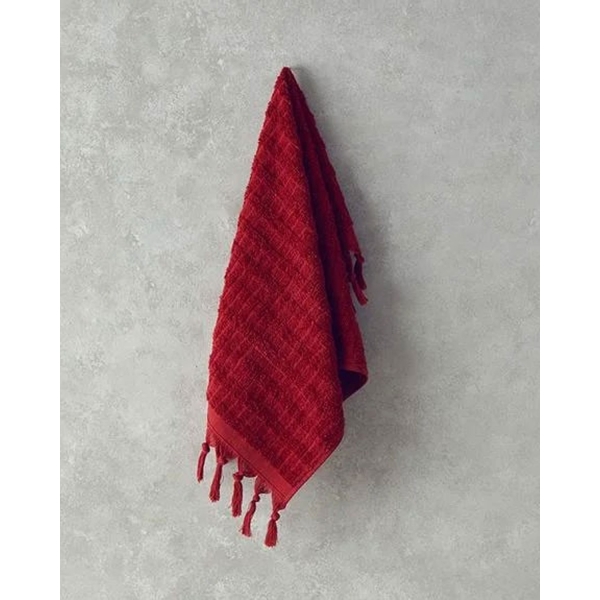 Marvin Cotton Fringed Face Towel 50x80 cm Red