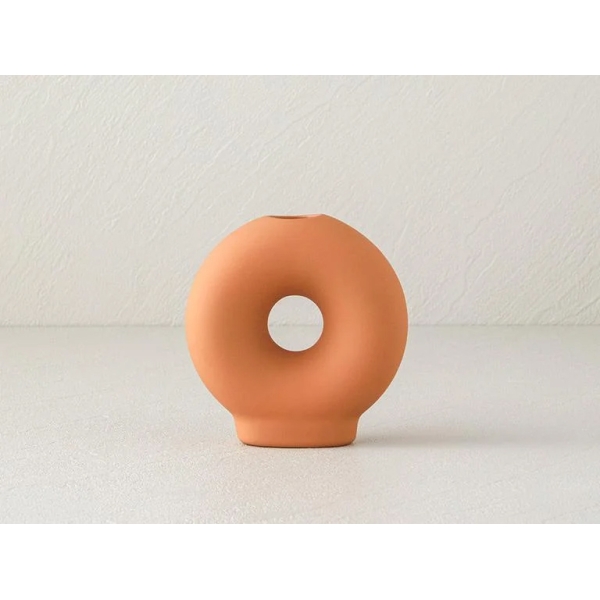 Donut Ceramic Candle Holder 10X4X10 cm Orange