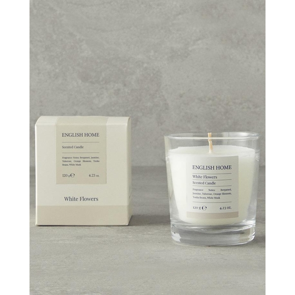 White Flowers Scented Candle 120g White