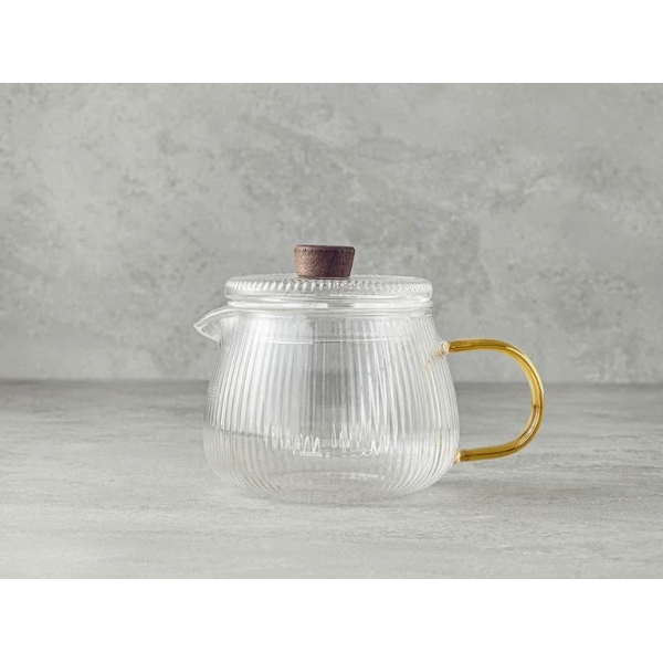 Zoey Borosilicate Glass With Strainer Tea Pot 550 ml Transparent