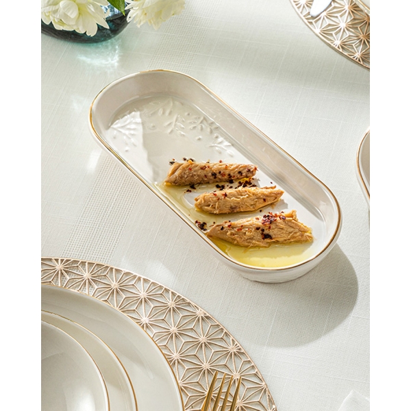 Frondosa Ceramic Rectangular Plate 25 cm Light Cream