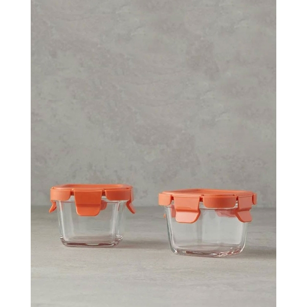 Mini Glass 2 pcs Storage Container 160 ml Orange