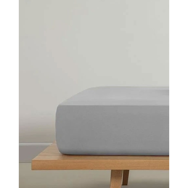 Plain Cotton Middle Size Fitted Sheet 140x200 cm Pebble