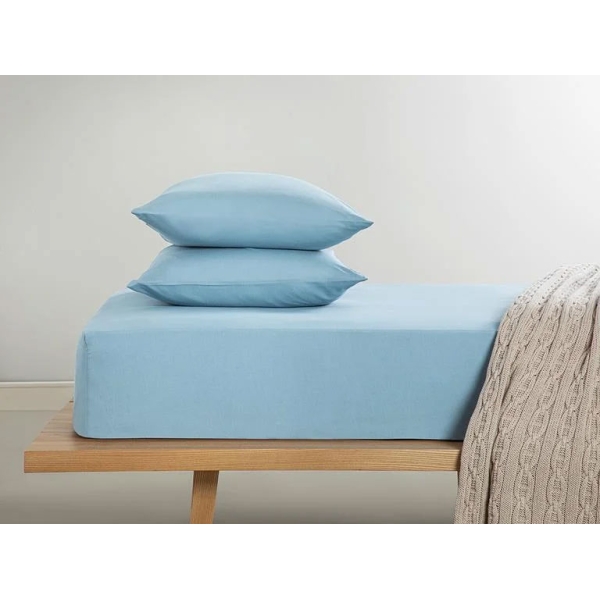 Novella Premium Soft Cotton Single Fitted Sheet Set 100x200 Cm Blue