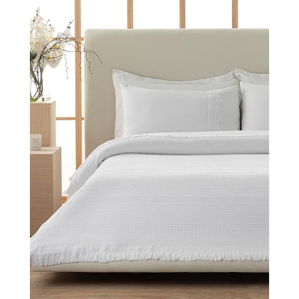 Bianco 1 Piece Jacquard Cotton Double Bedspread 220x240 Cm White