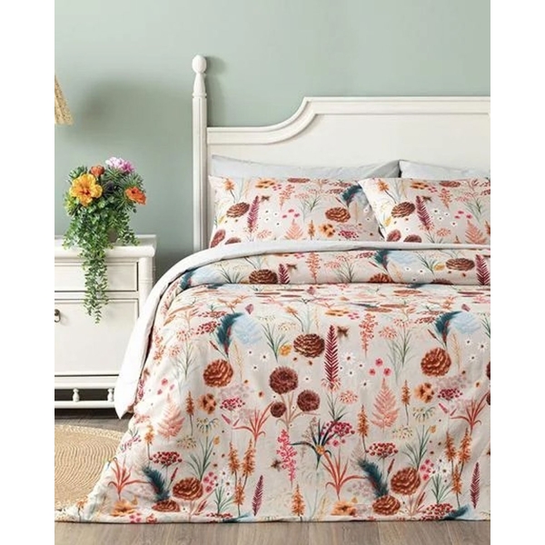 Spring Time Soft Cotton with Digital Print Single Size Duvet Cover Set 160x220 cm Beige