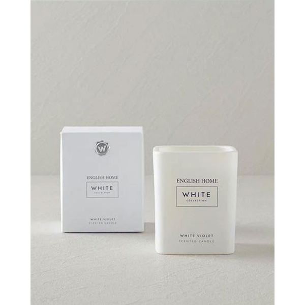 White violet 1 Piece Scented Candle 180 gr White