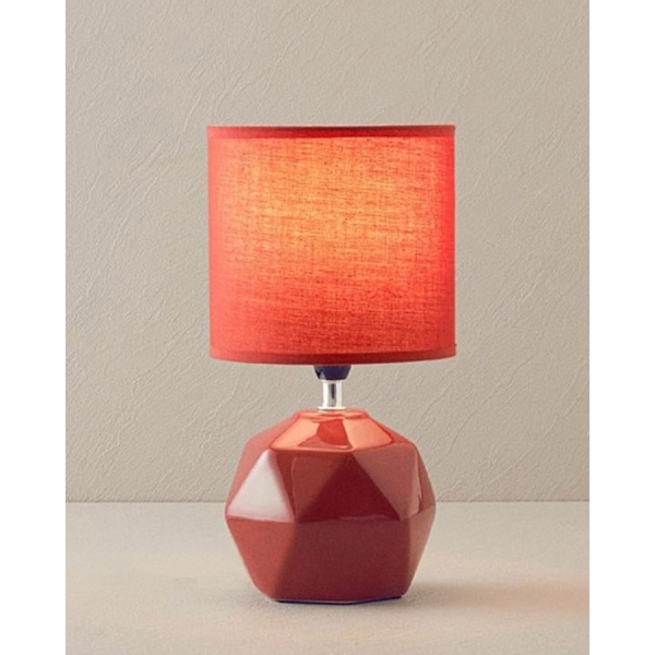 Cubic Ceramic 1 Piece Table Lamp 16x16x30 cm Red