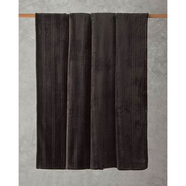 Shiny Striped Super Soft Single Size Blanket 150x200 cm Anthracite