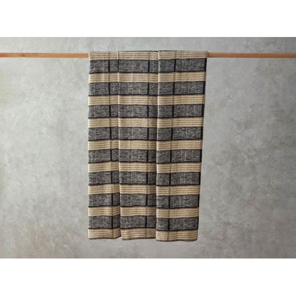 Cotton Single Size Blanket 150x200 cm Beige - Black