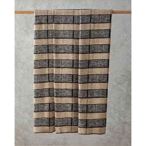 Cotton Single Size Blanket 150x200 cm Beige - Black