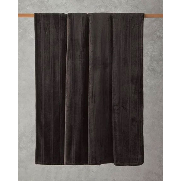 Shiny Striped Super Soft King Size Blanket 220x240 cm Anthracite